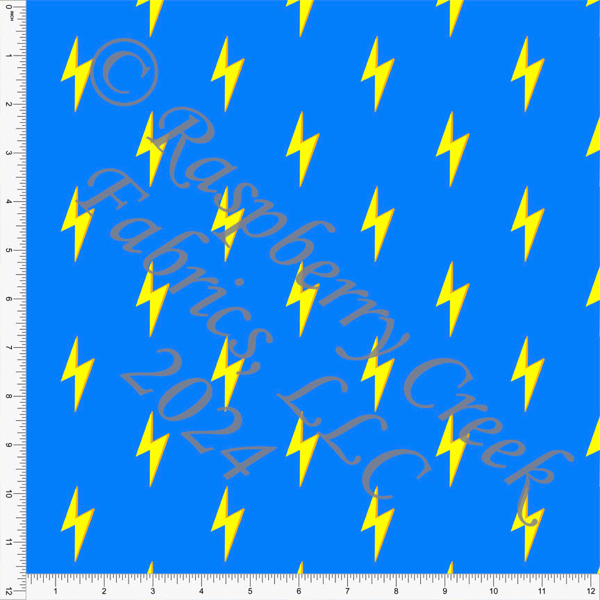 Bright Blue and Neon Yellow Lightning Bolt Print Fabric, Bright by Brittney Laidlaw for Club Fabrics