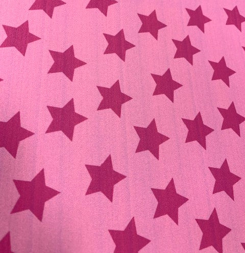 ***FLAWED Tonal Magenta Stars On Lightweight Double Brushed Polyester***