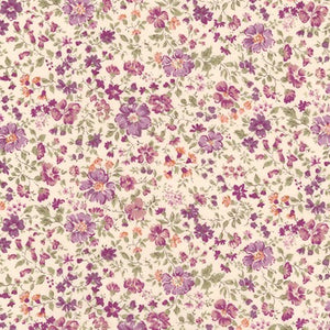 Tonal Purple Peach and Green Ditsy Floral on Cream Cotton Lawn, Sevenberry Petite Garden for Robert Kaufman (Copy)