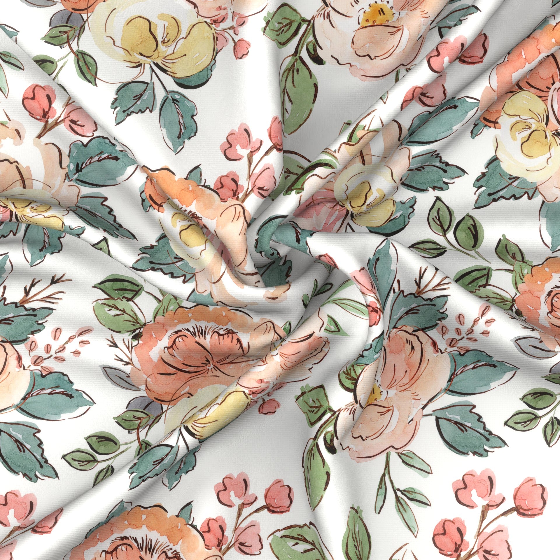Sketchy Florals Fabric, Raspberry Creek Fabrics