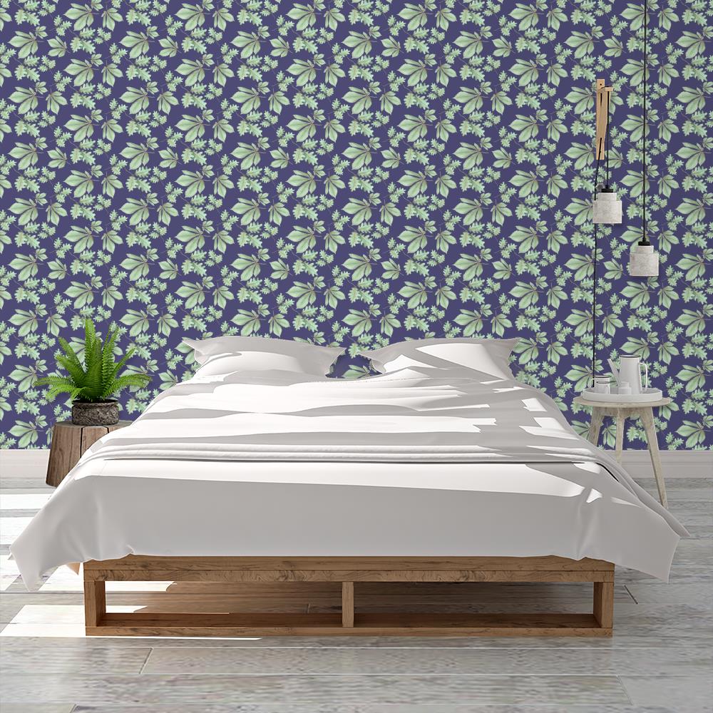 Oak and Chestnuts Leaves Wallpaper on Purple