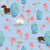 Peek a boo weenie – wiener dog with easter eggs flowers and bunny on a baby blue background - sausage dog Image