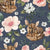 Vintage Spring Baby Deer Floral on Periwinkle Blue Image