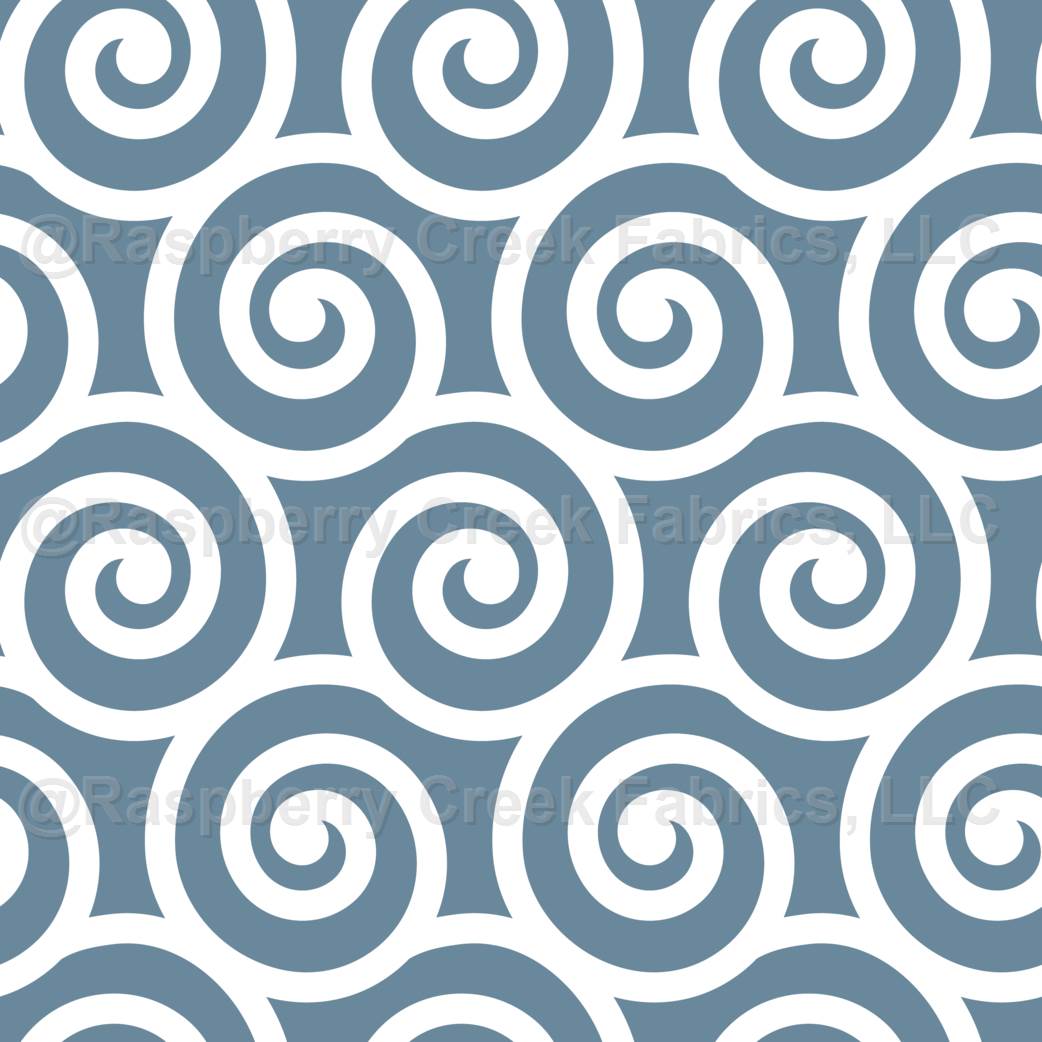 Bold Swirls on Dusty Blue: Small