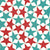 Primitive stars in red and turquoise on white Image