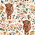 Boho Highland Cow Floral on Textured Cream Image