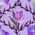 Painterly purple crocus and morning glory flowers on an ogee layout on a light purple-lavender background Image