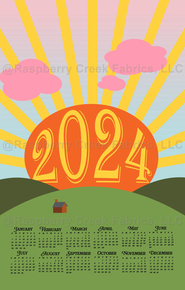 2024 Sunrise On the Hills Calendar Towel Raspberry Creek Fabrics