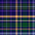 Large dark welsh style tartan. The colors depict the overall vibe of Wales: woods, meadows, sky, waters, bluebells, daffodils and the red dragon. Thick orange and thinner orange and yellow stripes, base colors in blue and green. Image