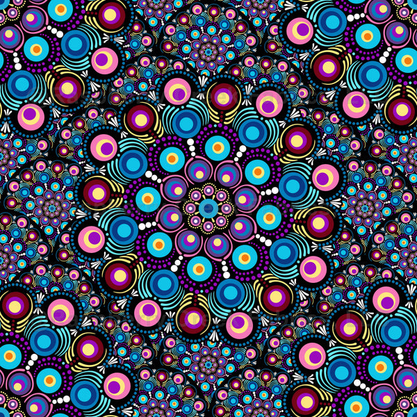 Starry Night Dot Mandala Scale Tile Pattern - Raspberry Creek Fabrics