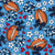 Footballs and Cheer Bows in Blue Navy and Red Image