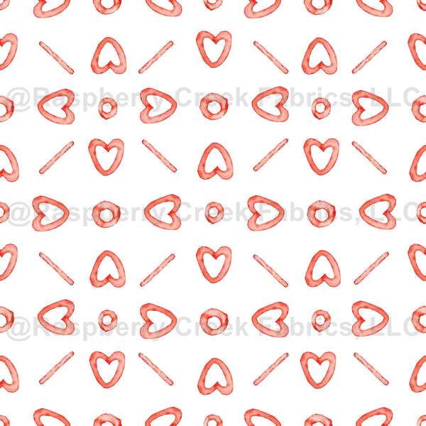 Tile with Small Hearts, Circles and Stripes - Raspberry Creek Fabrics