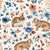 Rust and Royal Bunny Floral on Cream Image