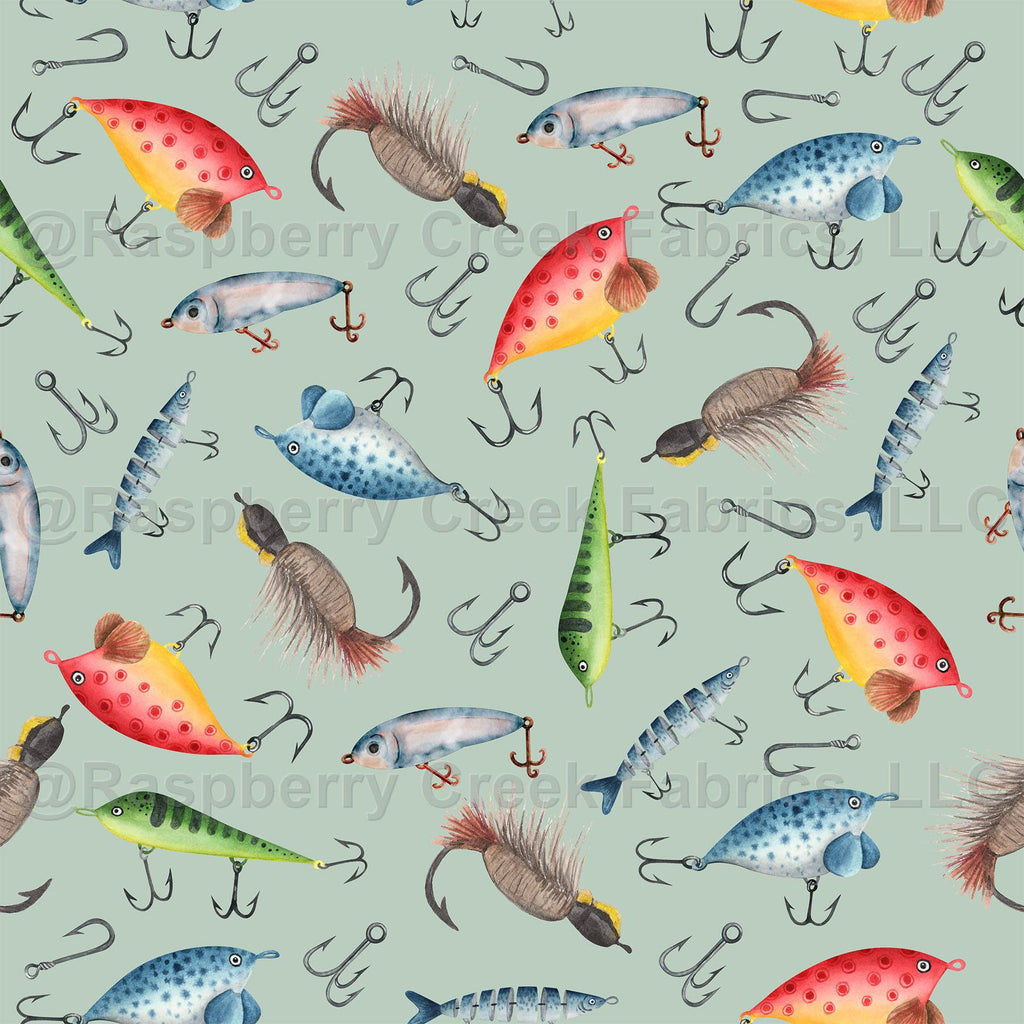Fishing Lures on Light Green