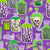 Witch's kitchen in bright green and purple. Image
