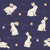 Bunnies Beige and Deep Navy Spring Bunny Cute Rabbits Pink Flowers Image
