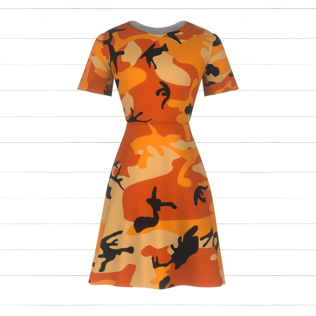 orange and camo dress Camouflage, Military, Army Fabric, Raspberry Creek Fabrics Complete with a sculpted Size:6 - 7 Years collection-partydresses Blazers and dresses! Layering
