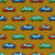 Colorful Toy Pixelated Video Game Cars on Old Gold Orange Image