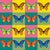 Pop Art Butterflies on Pink Yellow Blue and Green Image