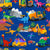 Dinosaur Construction Crew on Dark Blue Image
