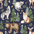 Woodland Critters by MirabellePrint / Navy Linen Textured Background Image