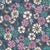 American Folksy Floral - Hero 02.  Pink, Turquoise, Cream and Buttercup yellow on a Denim Blue Background. Image