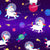 Rainbow Watercolor Unicorn Astronauts On Purple Ombre Image