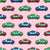 Colorful Toy Pixelated Video Game Cars on Pale Pink Image