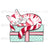 Kitten Sleeping on a Christmas Gift Square Panel / Peppermint Candy Cats Collection Image