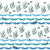 Seals Seaweed Waves on White Image
