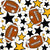 Team Spirit Footballs and Stars in Pittsburgh Steelers Colors Yellow Gold Black White Image