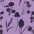 Aubergine flowers silhouettes on lilac repeat pattern Image