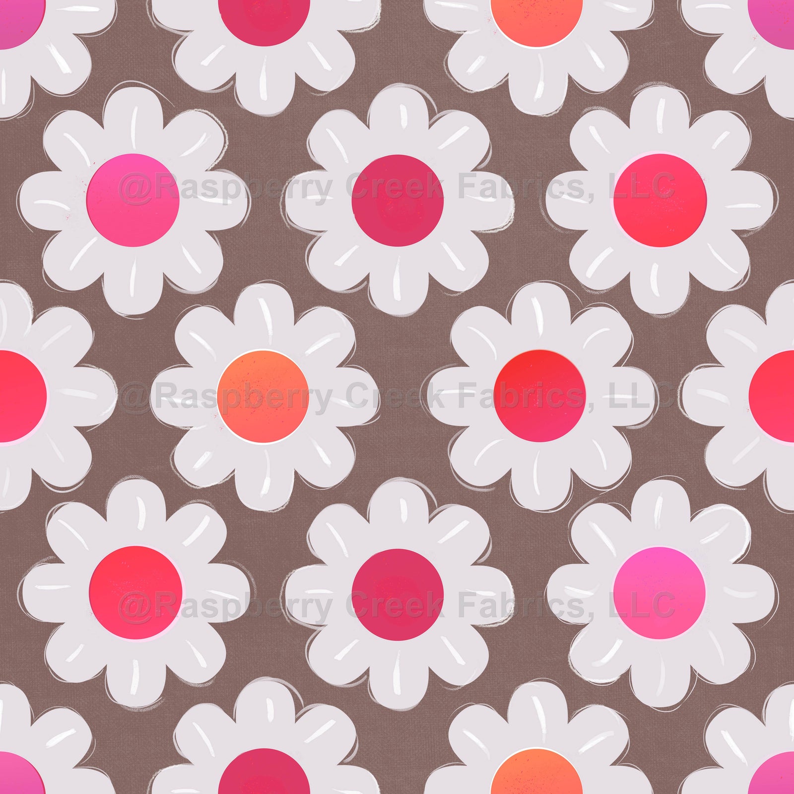 Radiant Pink Centered Daisies on Mink