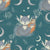 Celestial Foxes on Teal Night Sky: Stars Moons & Botanical Motifs Image