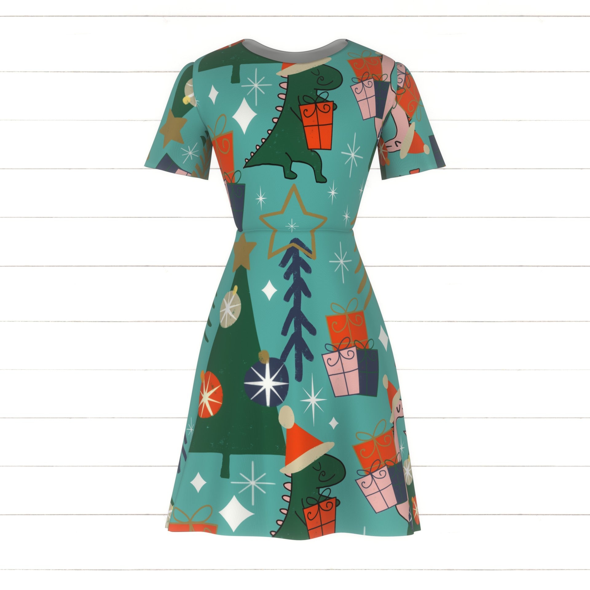 white christmas dresses Dino Christmas Party main image 0