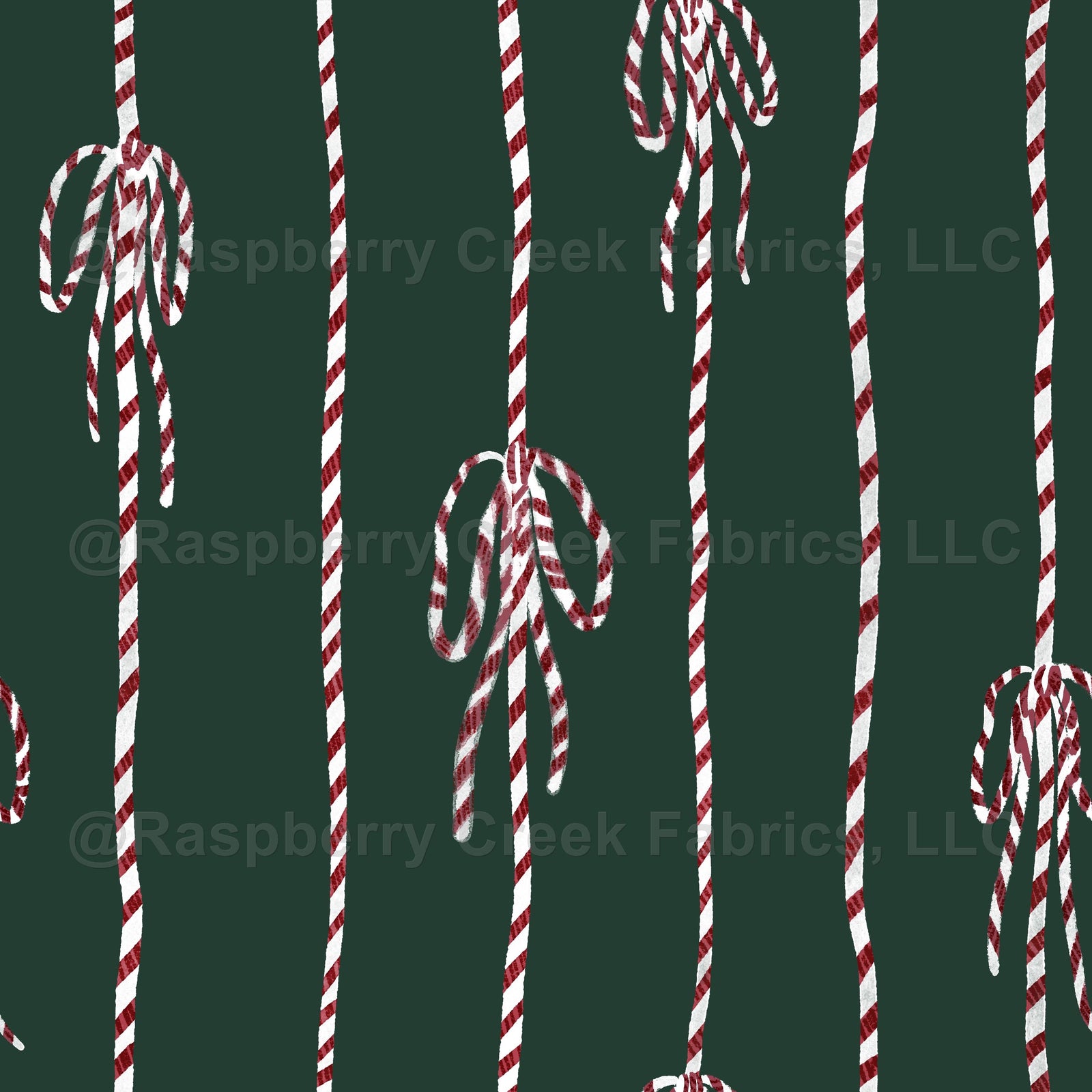 Bakers Twine Bow Stripe on Dark Green