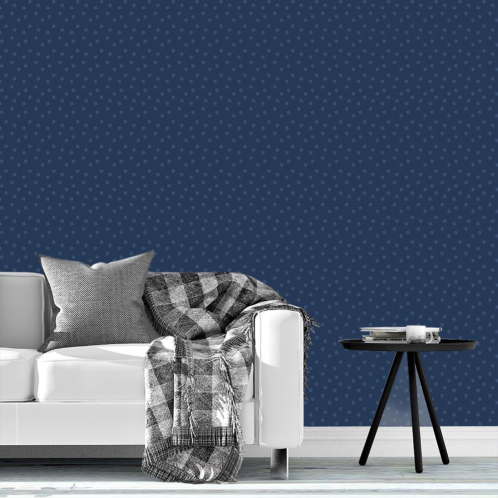 Modern Polka Dots on Navy Blue