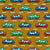 Colorful Toy Pixelated Video Game Cars With Road Lines Markings on Old Gold Brown Wallpaper Image
