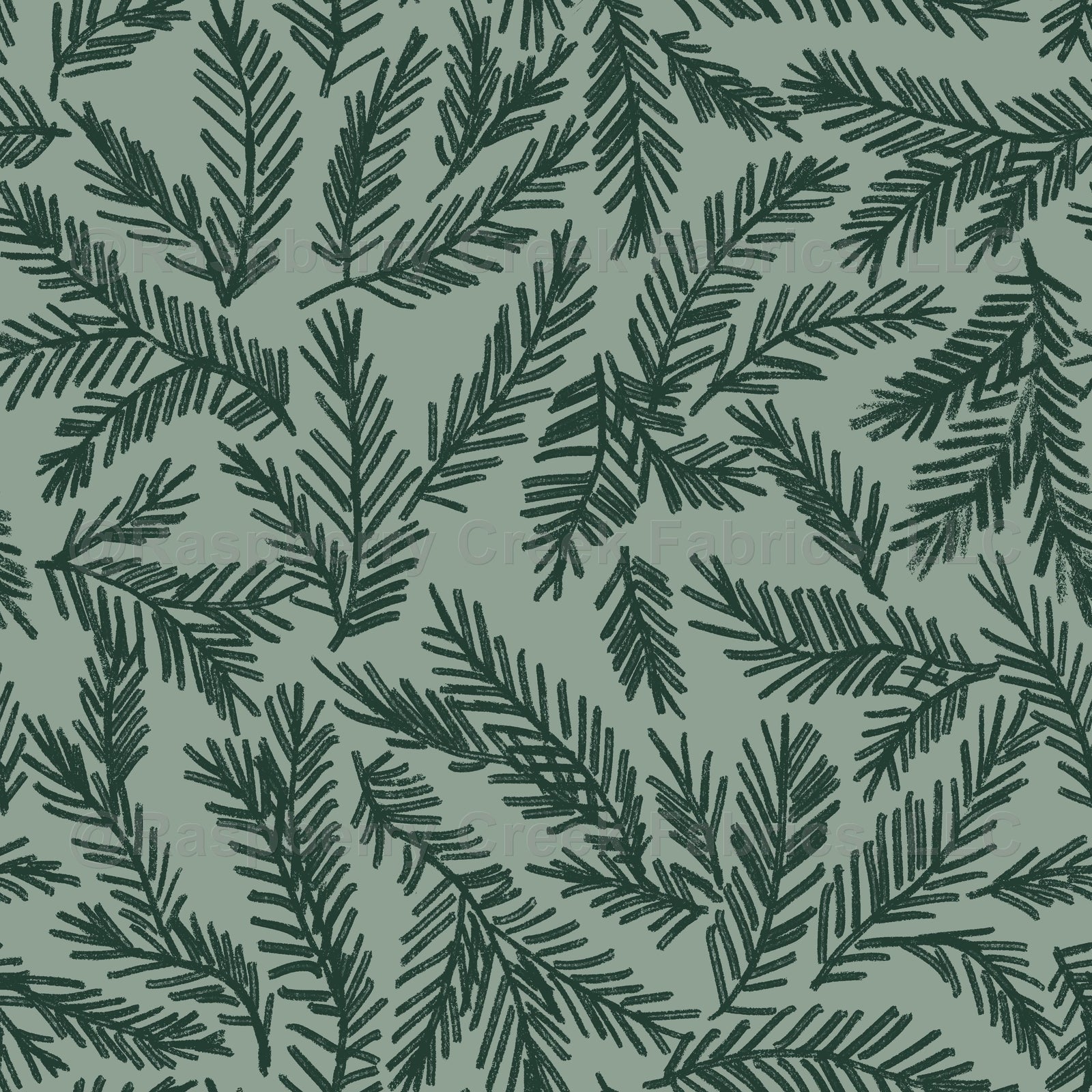Christmas Pine Branches on Sage Green