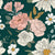 Roses and Peony Emerald Green Floral Image