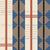 African Geometric, Aso Oke style, Autumn color print, Rust, Ivory, Blue, black, geometric stirpes, Linear design Image