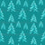 Hand painted monochrome watercolor Christmas trees in winter teal with ornaments and snowy tops on a dark teal background. Image