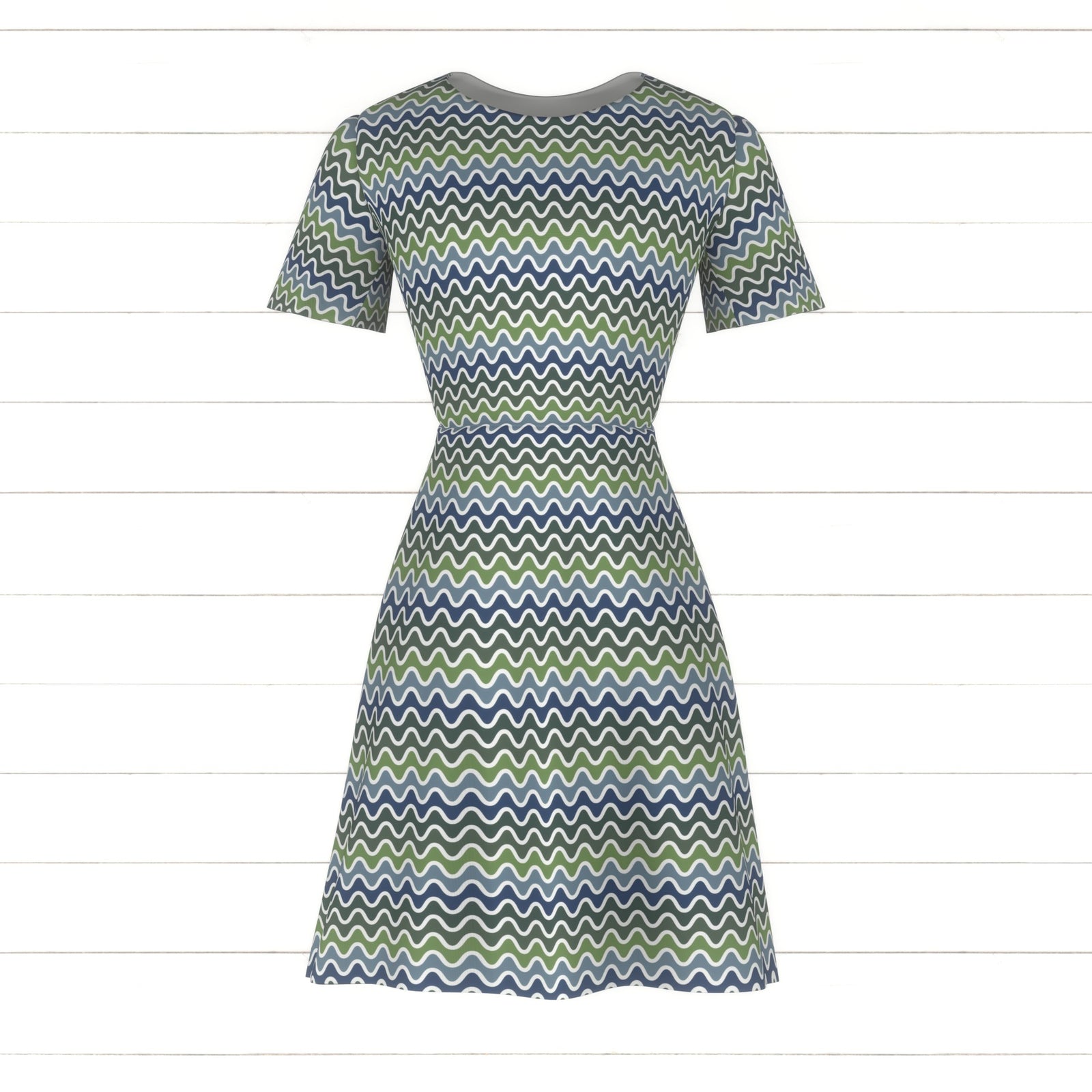 Groovy Wavy Zig Zags- Blues and Greens
