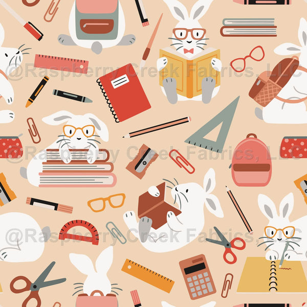 Back to school rabbits - cute student nerd bunnies - pet doodles - blu ...