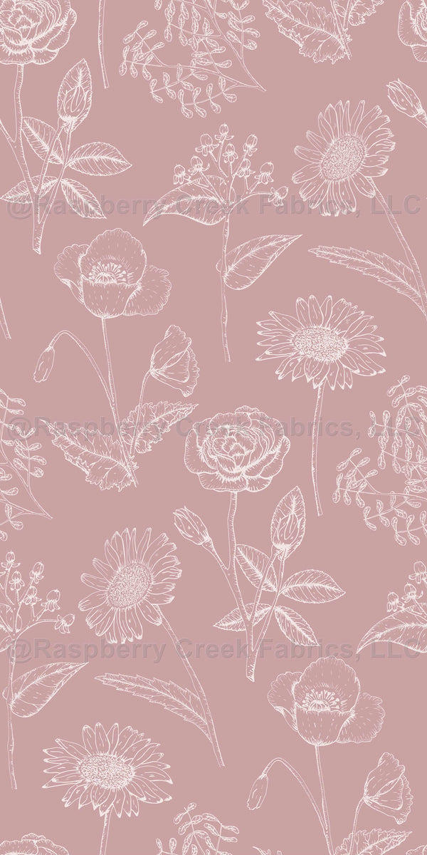 Charming Country Cottage (in dusky pink) - a classic botanical floral ...
