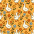 Goose Meadow Floral White Geese and Flowers on Marigold Yellow Image
