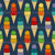 Birthday Party Time Colorful Ice Cream Cones on Navy Image