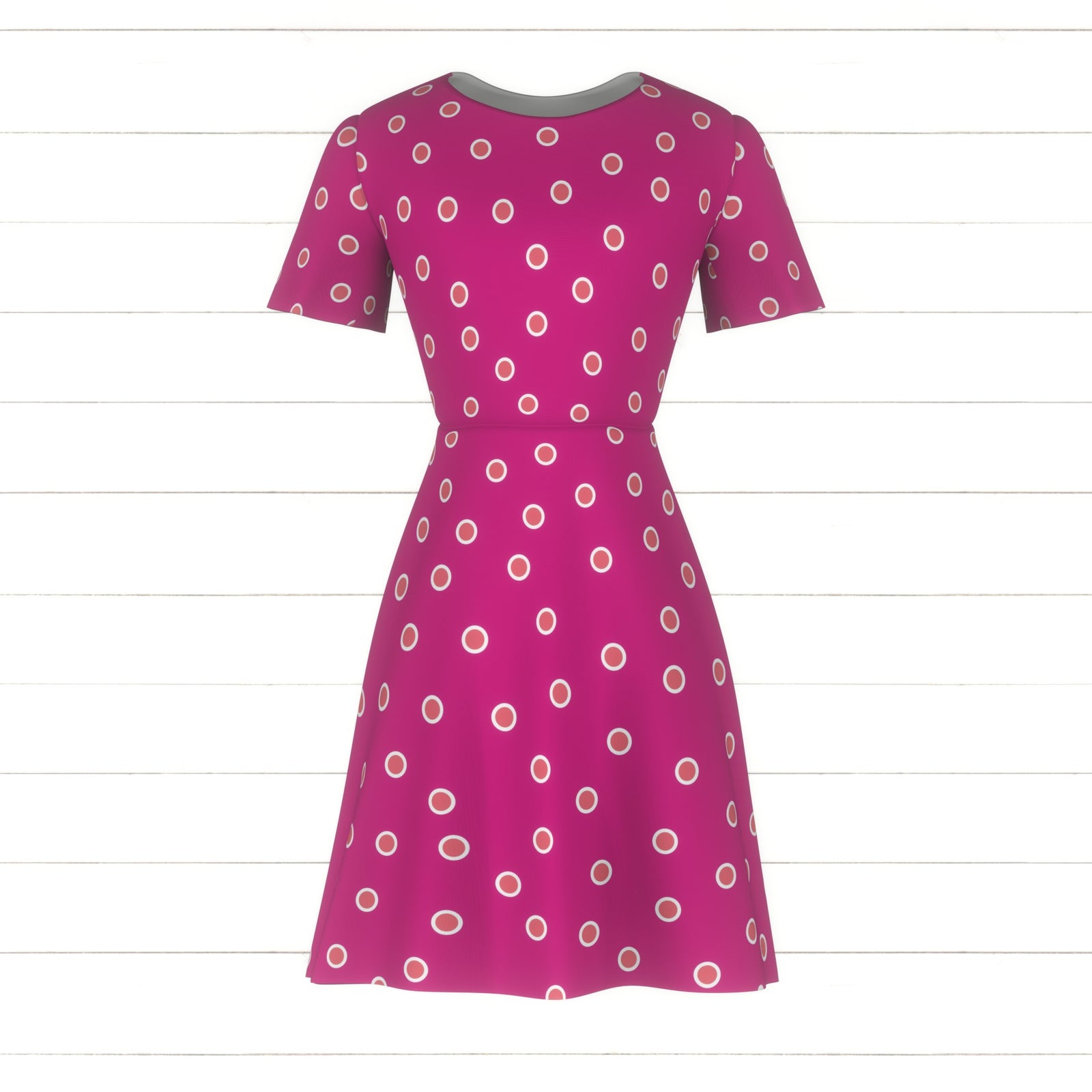 Double Dots- Salmon Pink on Bright Pink