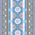 Orion Garden Floral Hand Painted Stripe in Blue Dark Green White, Aegean Summer by Stephanie Fiona Design Image