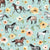 Horses and Flowers on Aqua Blue Image